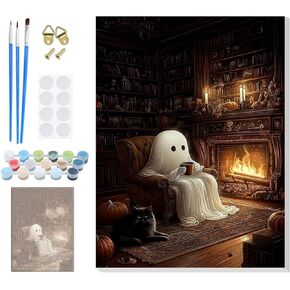 Paint by Numbers Kit for Adults Beginners with Framed Canvas&Wooden Easel, DIY Acrylic Paint Color by Numbers Kits for Adults, Dog Drawing Paintwork Arts and Crafts for Home Decor 12x16inch in Kuwait