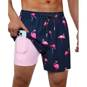 Swim Trunks Mens 5 Inch Inseam Compression Liner Short Men Bathing Suit Lined Swimming Shorts Men's Swim Suits in Kuwait