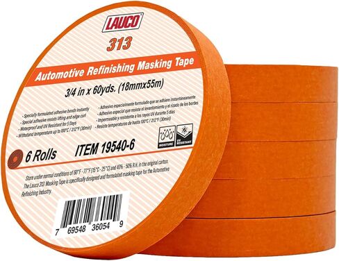 LAUCO Orange Automotive Refinishing Masking Tape, Autobody Painters Tape, 1.5 in. X 60 Yd. 24 Rolls, Moisture, UV and Heat Resistant, Multi-Purpose Masking Tape, No Residue, Painters Tape Bulk in Kuwait