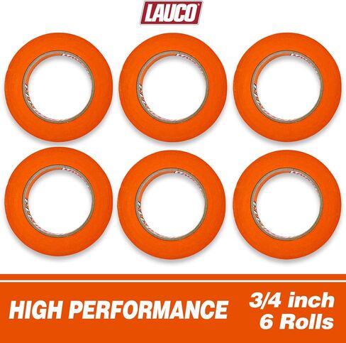 LAUCO Orange Automotive Refinishing Masking Tape, Autobody Painters Tape, 1.5 in. X 60 Yd. 24 Rolls, Moisture, UV and Heat Resistant, Multi-Purpose Masking Tape, No Residue, Painters Tape Bulk in Kuwait