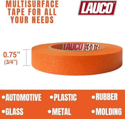 LAUCO Orange Automotive Refinishing Masking Tape, Autobody Painters Tape, 1.5 in. X 60 Yd. 24 Rolls, Moisture, UV and Heat Resistant, Multi-Purpose Masking Tape, No Residue, Painters Tape Bulk in Kuwait