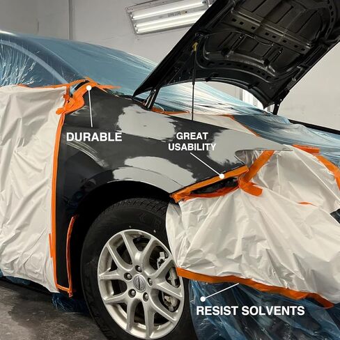 LAUCO Orange Automotive Refinishing Masking Tape, Autobody Painters Tape, 1.5 in. X 60 Yd. 24 Rolls, Moisture, UV and Heat Resistant, Multi-Purpose Masking Tape, No Residue, Painters Tape Bulk in Kuwait