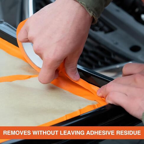 LAUCO Orange Automotive Refinishing Masking Tape, Autobody Painters Tape, 1.5 in. X 60 Yd. 24 Rolls, Moisture, UV and Heat Resistant, Multi-Purpose Masking Tape, No Residue, Painters Tape Bulk in Kuwait