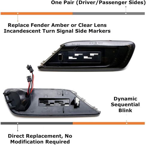 iJDMTOY Euro Smoked Lens Sequential Blink Amber LED Fender Side Marker Light Kit Compatible with 2015-up Mini Cooper F54 Clubman, Replace OEM Amber/Clear Sidemarkers in Saudi Arabia