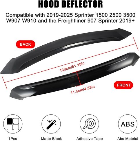 Hood Bug Deflector for Mercedes Benz Sprinter 1500 2500 3500 W907 2019-2025 Matte Black Hood Deflector Guard ABS Bug Shield in Kuwait