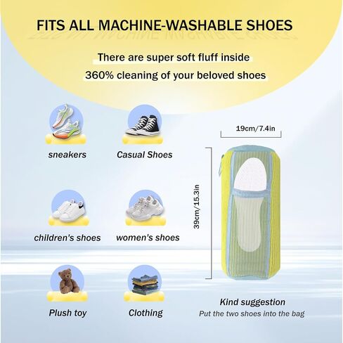 2 In 1 Shoe Washing Machine Bag,Upgrade with Mesh Insole Slot,Laundry Bag for Washer and Dryer,Drying,Shoes Machine Cleaner,for All Shoe Types in Saudi Arabia