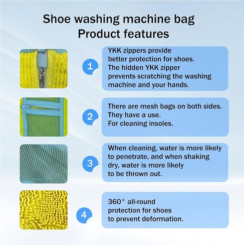 2 In 1 Shoe Washing Machine Bag,Upgrade with Mesh Insole Slot,Laundry Bag for Washer and Dryer,Drying,Shoes Machine Cleaner,for All Shoe Types in Saudi Arabia