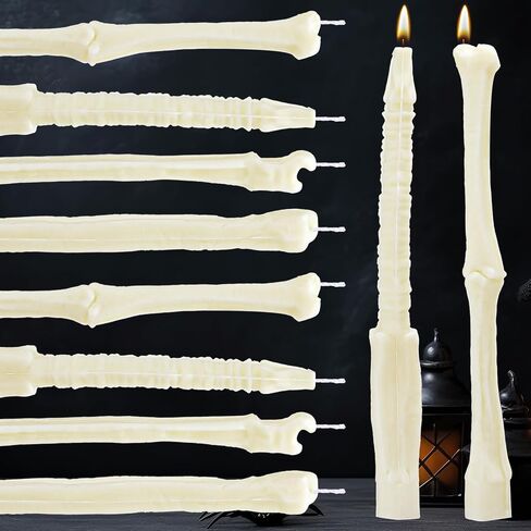 Nuanchu 12 Pack Halloween Bone Taper Candles 10 Inch Unscented Dripless Skeleton Candles for Halloween Party Decor, Table Centerpiece, Gothic Home Decoration, Spooky Gifts in Saudi Arabia