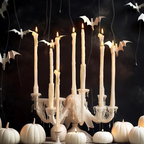 Nuanchu 12 Pack Halloween Bone Taper Candles 10 Inch Unscented Dripless Skeleton Candles for Halloween Party Decor, Table Centerpiece, Gothic Home Decoration, Spooky Gifts in Saudi Arabia