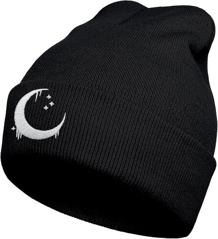 ACZHHZC Funny Goth Beanie for Men & Women, Winter Cool Cute Emo Embroidery Knit Hat in Saudi Arabia