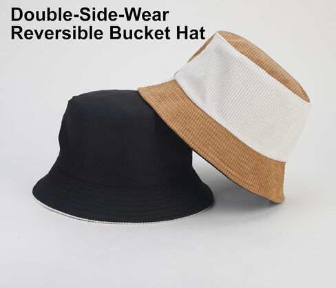 Quanhaigou Corduroy Bucket Hats Unisex Reversible Travel Daily Cap for Men Women Teens in Saudi Arabia