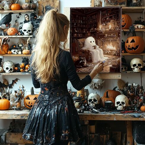 Paint by Numbers Kit for Adults Beginners with Framed Canvas&Wooden Easel, DIY Acrylic Paint Color by Numbers Kits for Adults, Dog Drawing Paintwork Arts and Crafts for Home Decor 12x16inch in Kuwait