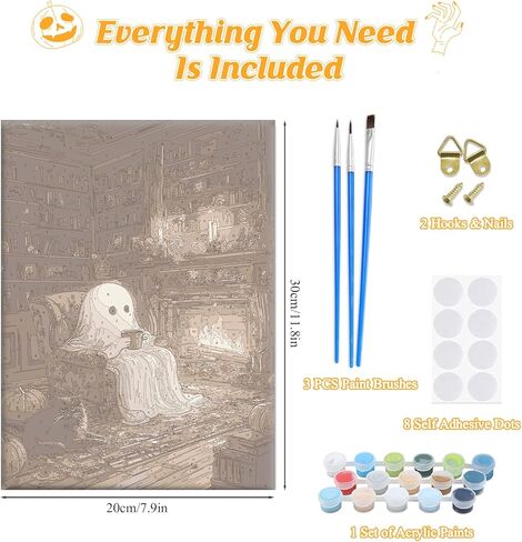 Paint by Numbers Kit for Adults Beginners with Framed Canvas&Wooden Easel, DIY Acrylic Paint Color by Numbers Kits for Adults, Dog Drawing Paintwork Arts and Crafts for Home Decor 12x16inch in Kuwait