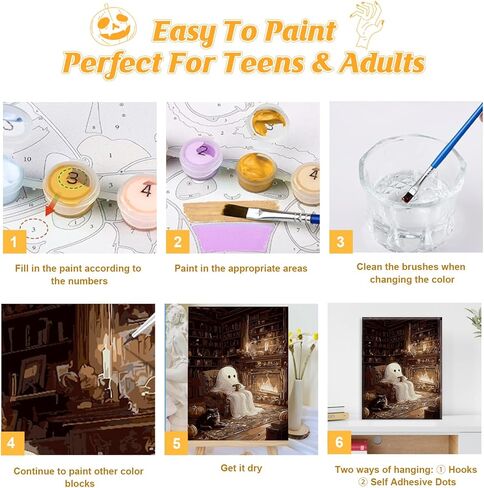 Paint by Numbers Kit for Adults Beginners with Framed Canvas&Wooden Easel, DIY Acrylic Paint Color by Numbers Kits for Adults, Dog Drawing Paintwork Arts and Crafts for Home Decor 12x16inch in Kuwait