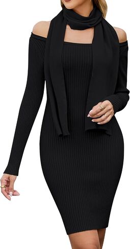 تتفتح جيلي المرأة قبالة الكتف سترة فستان وشاح طويل الأكمام فساتين Bodycon صغيرة الخريف العصرية مضلع سترة الشتاء in Saudi Arabia