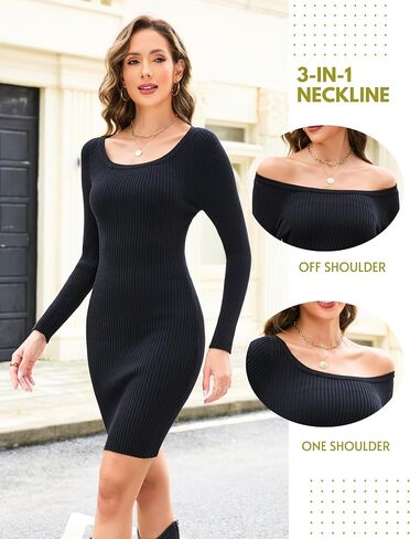 تتفتح جيلي المرأة قبالة الكتف سترة فستان وشاح طويل الأكمام فساتين Bodycon صغيرة الخريف العصرية مضلع سترة الشتاء in Saudi Arabia