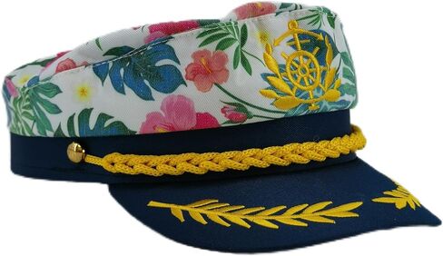 2 Pieces Captain Hats Adjustable Admiral Hat for Men Women,Pink Flower Sailor hat for Halloween Costume Accessory (Black) in Saudi Arabia