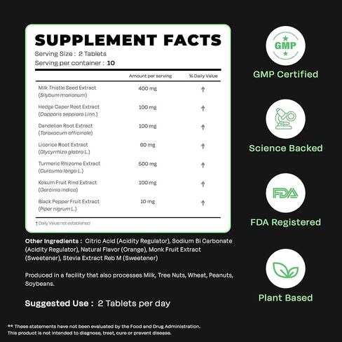 Auric Herbal Liver Support Supplement | Milk Thistle (Silymarin), Turmeric, Garlic, Ginger for Liver Health | Advanced Detox & Cleansing Formula for active Liver | 20 Tablets | Plant Based Gluten-Free in Kuwait