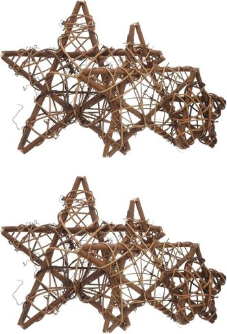 6pcs Natural Wicker Rattan Stars for Home Garden Wreath Garland Tree Decoration Home Garden DIY Craft Art Wedding Decoration Natural Brown Vine Stars Grapevine Star Wreath in Saudi Arabia
