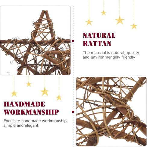 6pcs Natural Wicker Rattan Stars for Home Garden Wreath Garland Tree Decoration Home Garden DIY Craft Art Wedding Decoration Natural Brown Vine Stars Grapevine Star Wreath in Saudi Arabia