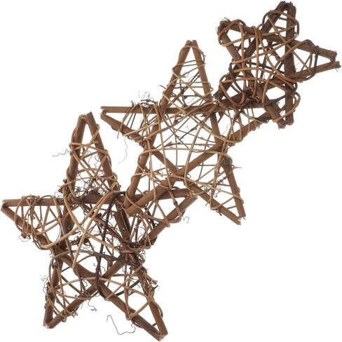 6pcs Natural Wicker Rattan Stars for Home Garden Wreath Garland Tree Decoration Home Garden DIY Craft Art Wedding Decoration Natural Brown Vine Stars Grapevine Star Wreath in Saudi Arabia