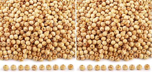Foraineam 1000pcs Natural Wooden Beads, 8mm Round Polished Loose Beads for DIY Handmade Craft Macrame Bracelet Necklace Jewelry Making in Kuwait