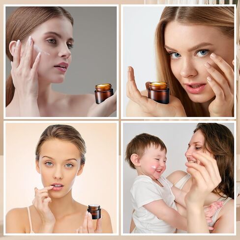 Norme 140 Pack 10ml Glass Jars with Lids Glass Cosmetic Containers Small Empty Sample Jars with Leakproof Lids for Lip Scrub Balm, Lotion, Cream, Oil, Wax, Makeup, Cosmetic(Amber) in Kuwait