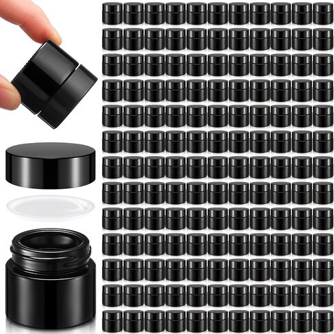 Norme 140 Pack 10ml Glass Jars with Lids Glass Cosmetic Containers Small Empty Sample Jars with Leakproof Lids for Lip Scrub Balm, Lotion, Cream, Oil, Wax, Makeup, Cosmetic(Amber) in Kuwait