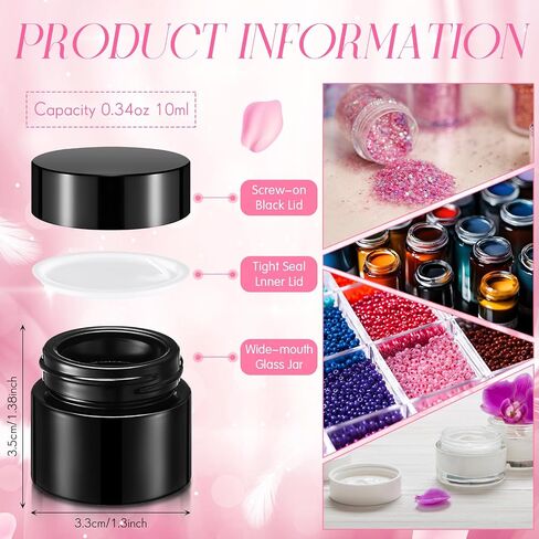 Norme 140 Pack 10ml Glass Jars with Lids Glass Cosmetic Containers Small Empty Sample Jars with Leakproof Lids for Lip Scrub Balm, Lotion, Cream, Oil, Wax, Makeup, Cosmetic(Amber) in Kuwait