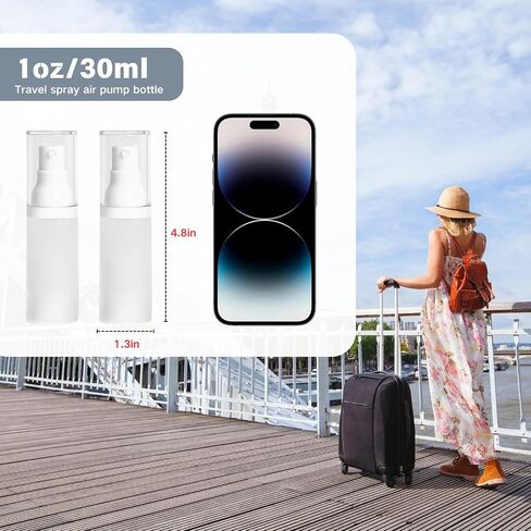 1oz/30ml-Small Spray Bottle 360° Angle Work, Portable Refillable Leak Proof Travel Mini Spray Bottle.For Perfume Toner Hair spray Facial Moisturizing 【1oz/30ml-(Pack of 2) & Spary Bottle】 in Kuwait