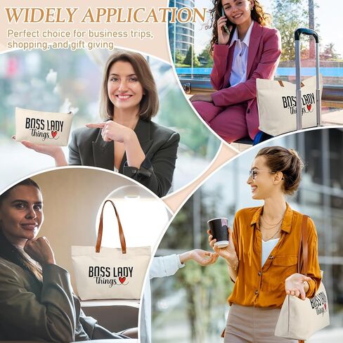 Boss Lady Gift for Women Bosses Day Canvas Tote Bag Makeup Bag Appreciation Gift for Leader Coworker Colleague in Saudi Arabia