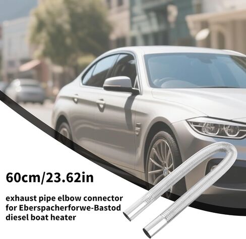 23.62in/60cm Flexible Diesel Heater Muffler Silencer Exhaust Pipe, Fuel Tank Vent Hose with 2 Buckles Practical Stainless Steel GasTubing Extension Kit Parts Accessories for Air Parking Generator in Saudi Arabia