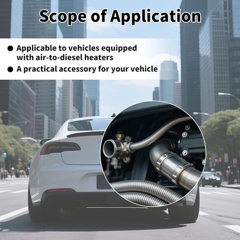 23.62in/60cm Flexible Diesel Heater Muffler Silencer Exhaust Pipe, Fuel Tank Vent Hose with 2 Buckles Practical Stainless Steel GasTubing Extension Kit Parts Accessories for Air Parking Generator in Saudi Arabia