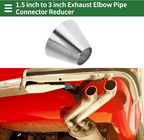 Motoforti Mandrel Exhaust Bend Elbow Concentric Reducer Car Exhaust Pipe Tubing Piping Adapter 1.5" OD to 3" OD 304 Stainless Steel Silver Tone 2 Pcs in Saudi Arabia
