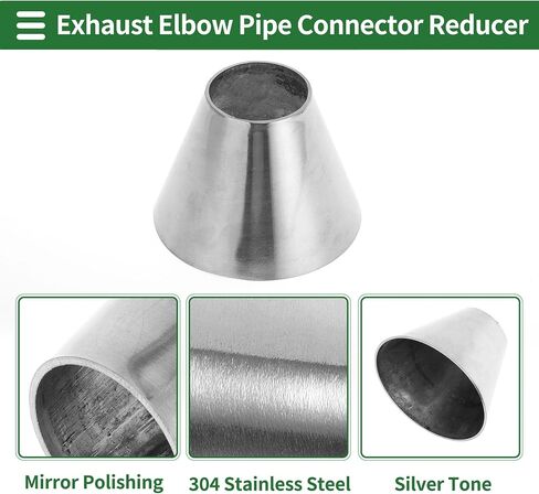 Motoforti Mandrel Exhaust Bend Elbow Concentric Reducer Car Exhaust Pipe Tubing Piping Adapter 1.5" OD to 3" OD 304 Stainless Steel Silver Tone 2 Pcs in Saudi Arabia