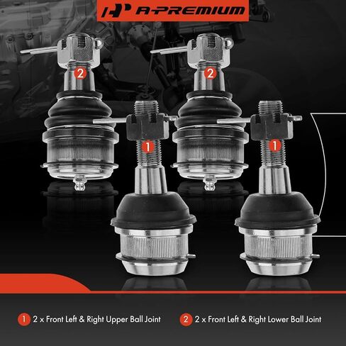 A-Premium Set of 4, Front Upper & Lower Ball Joints Kit, Compatible with Ford F-100 1981-1982, Explorer 1991-1994, Ranger 1989-1997, Bronco II 1984-1990 in Saudi Arabia