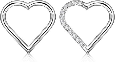 16G G23 Titanium Heart Shape Daith Piercing Nose Piercing Clicker Cartilage Tragus Earring Daith Helix Tragus Cartilage Cubic Zirconia Earrings Jewelry for Women Men in Saudi Arabia