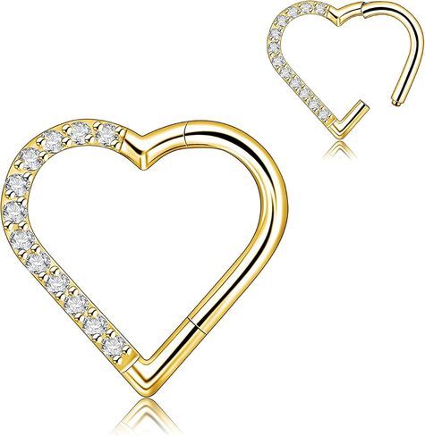 16G G23 Titanium Heart Shape Daith Piercing Nose Piercing Clicker Cartilage Tragus Earring Daith Helix Tragus Cartilage Cubic Zirconia Earrings Jewelry for Women Men in Saudi Arabia