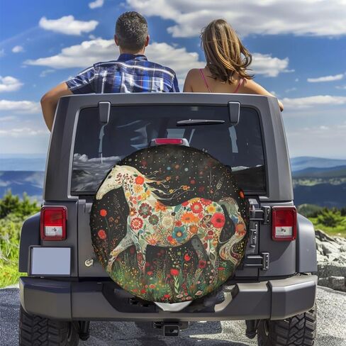 غطاء إطار احتياطي للحصان الإسكندنافي لمقطورة Rv SUV - واقيات عجلة مقاومة للماء، غطاء عجلة حيوان لطيف مناسب للشاحنة والسفر والتخييم في الهواء الطلق - 15 بوصة in Kuwait