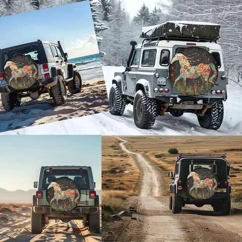 غطاء إطار احتياطي للحصان الإسكندنافي لمقطورة Rv SUV - واقيات عجلة مقاومة للماء، غطاء عجلة حيوان لطيف مناسب للشاحنة والسفر والتخييم في الهواء الطلق - 15 بوصة in Kuwait