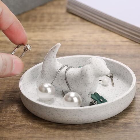 Awsaccy Highland Cow Ring Ring مع طبق دائري ، مزرعة ومزرعة على الطراز البوهيمي رخام لطيف فريد من نوعه من المرتفعات للسيدات in Kuwait