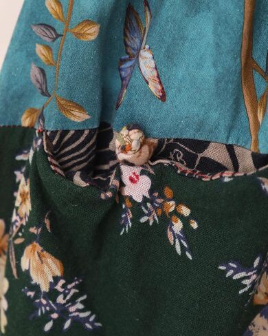 Women's Patchwork Harem Pants Cotton-Linen Blend Boho Trousers Hippie Pants with Pockets Fall Winter in Kuwait