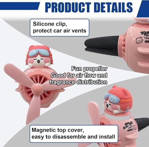 Pilot Duckling Car Dashboard Air Vent Trim Clip, Cute Cartoon Car Rotating Propeller Air Freshener Outlet Decoration, Cool Automotive Interior Perfume Diffuser Ornament Accessories (Duck) in Saudi Arabia