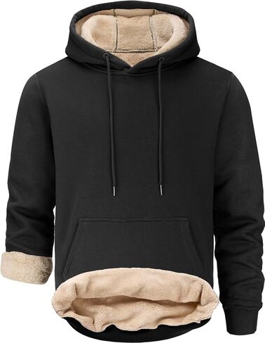 Men's Sherpa Lined Hoodie Winter Fleece Warm Pullover Casual Long Sleeve Hooded Sweatshirts in Saudi Arabia