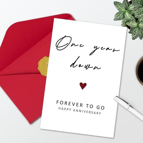 Happy 1st Anniversary Card, Funny 1 Year Anniversary Card, 1st Wedding Anniversary Card for Wife Husband, One Year Card for Girlfriend Boyfriend in Kuwait