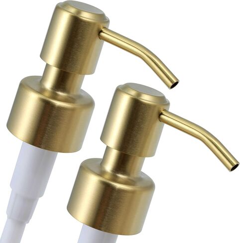 ALTGLAS Twin Pack - 2X Stainless Steel Soap Pump 'Roma' as Replacement for Liquid Hand Soap Dispensers (Brushed Gold) - Fits e.g. Jack Bottle in Saudi Arabia