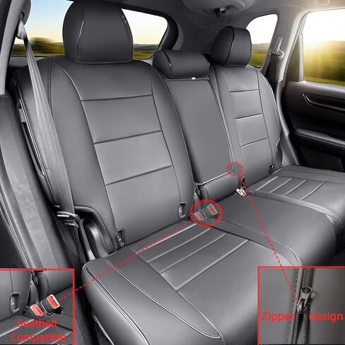 غطاء مقعد CRV مناسب حسب الطلب لسيارة Honda CR-V 2023-2026 LX EX EX-L Sport Touring Hybrid، جلد صناعي، مجموعة كاملة من صفين، (أسود) in Kuwait