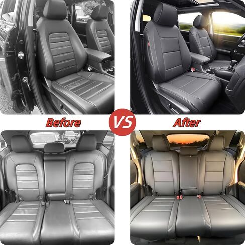 غطاء مقعد CRV مناسب حسب الطلب لسيارة Honda CR-V 2023-2026 LX EX EX-L Sport Touring Hybrid، جلد صناعي، مجموعة كاملة من صفين، (أسود) in Kuwait