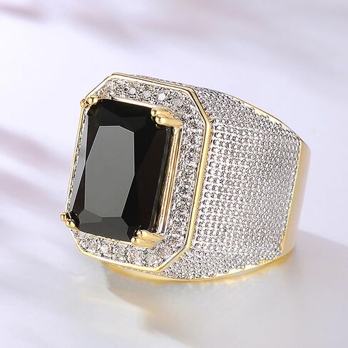 Gorgeous Fashion Bright Cubic Zirconia Rings for Men Trendy Male Anniversary Party Jewelry in Saudi Arabia