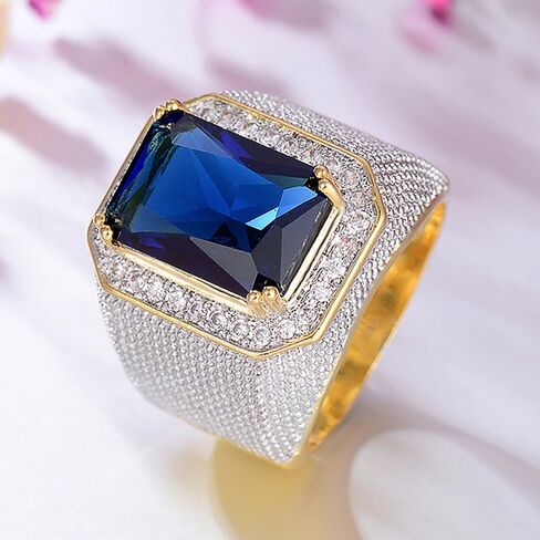 Gorgeous Fashion Bright Cubic Zirconia Rings for Men Trendy Male Anniversary Party Jewelry in Saudi Arabia